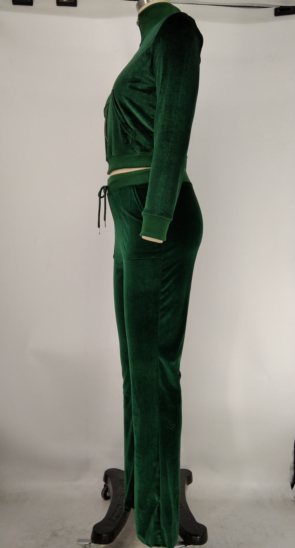 Women's Autumn Winter Velvet Zipper Pocket Two Piece Tracksuit 18