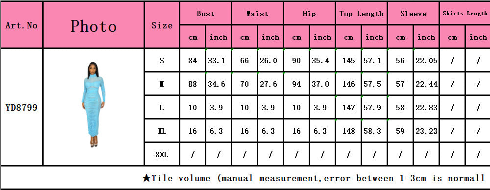 Women's Clothing Sexy Fashion Wrinkled Semi-Sheer Dress 9