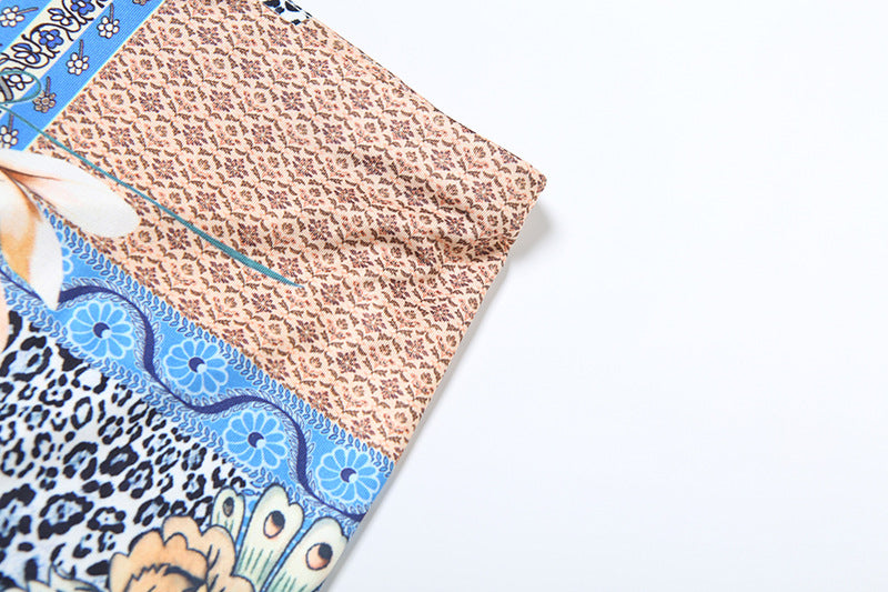 Women's Spring Halter Neck Lace-Up Floral Print Vest Trousers Two P iece Set 16