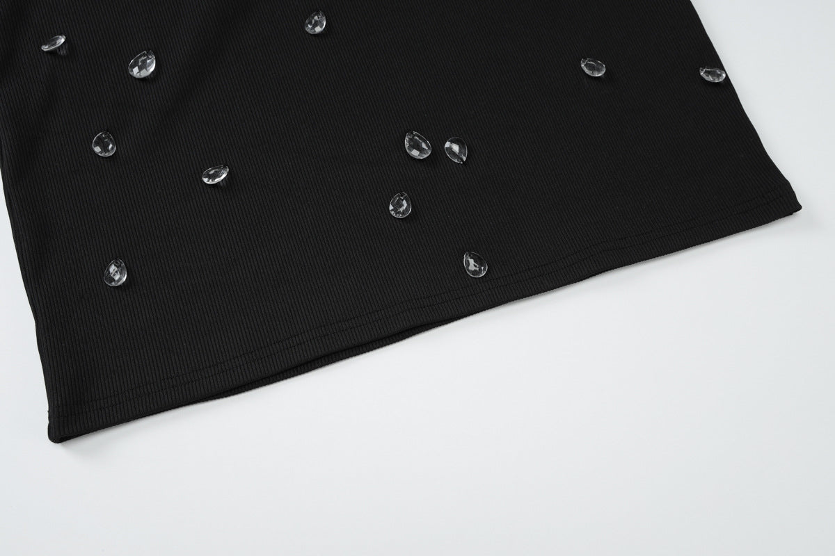 Women's summer fashion Style slim Slim Fit Beaded Sleeveless Bodycon Dress 23