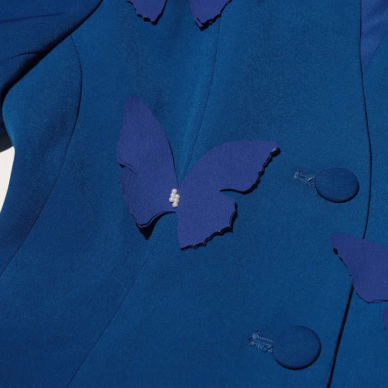 Women Elegant Butterfly Blazer Jacket + Pleated Skirt Two-piece Set 20