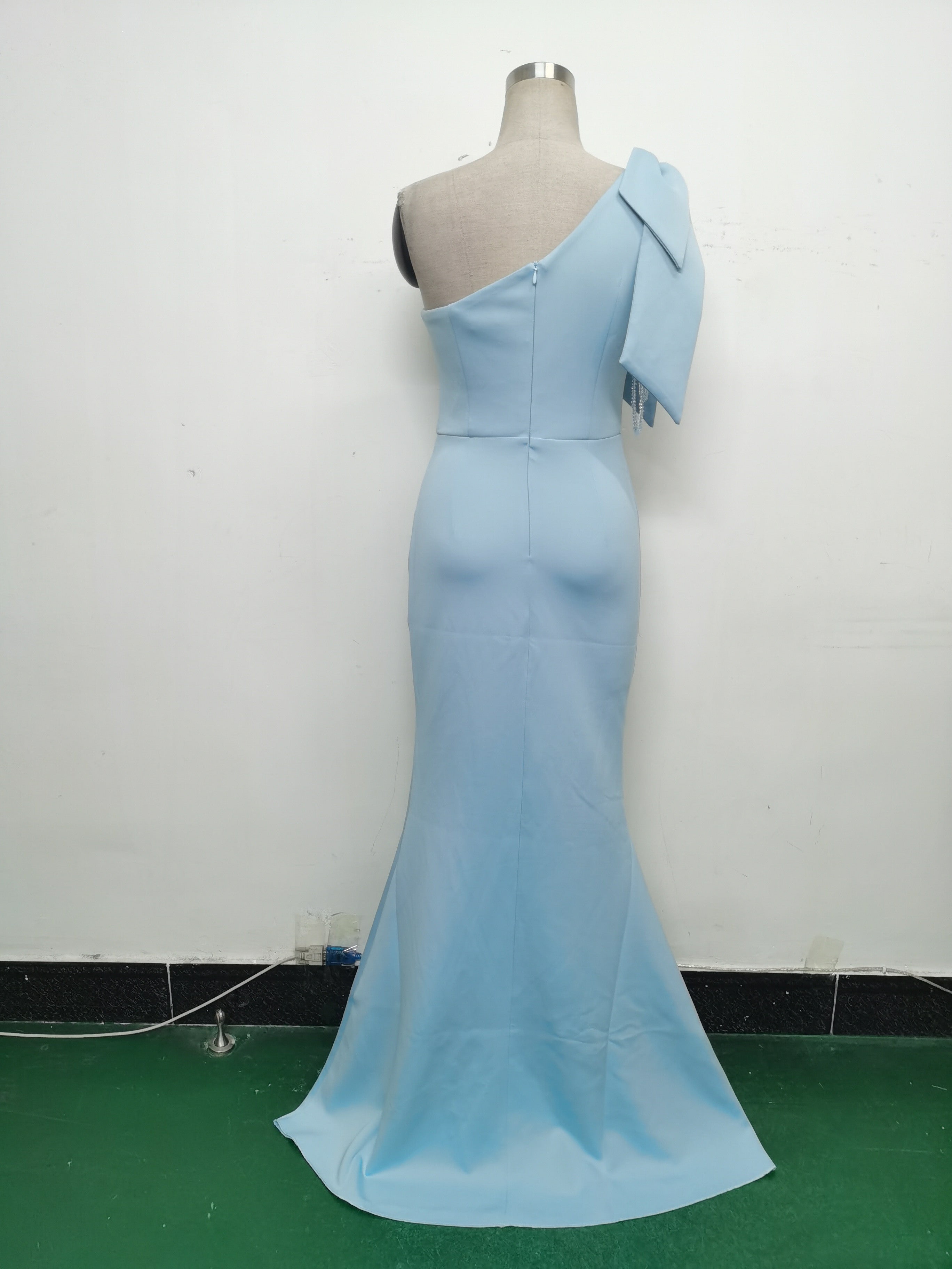 Beaded Lace Luxury Satin Evening Dress 13