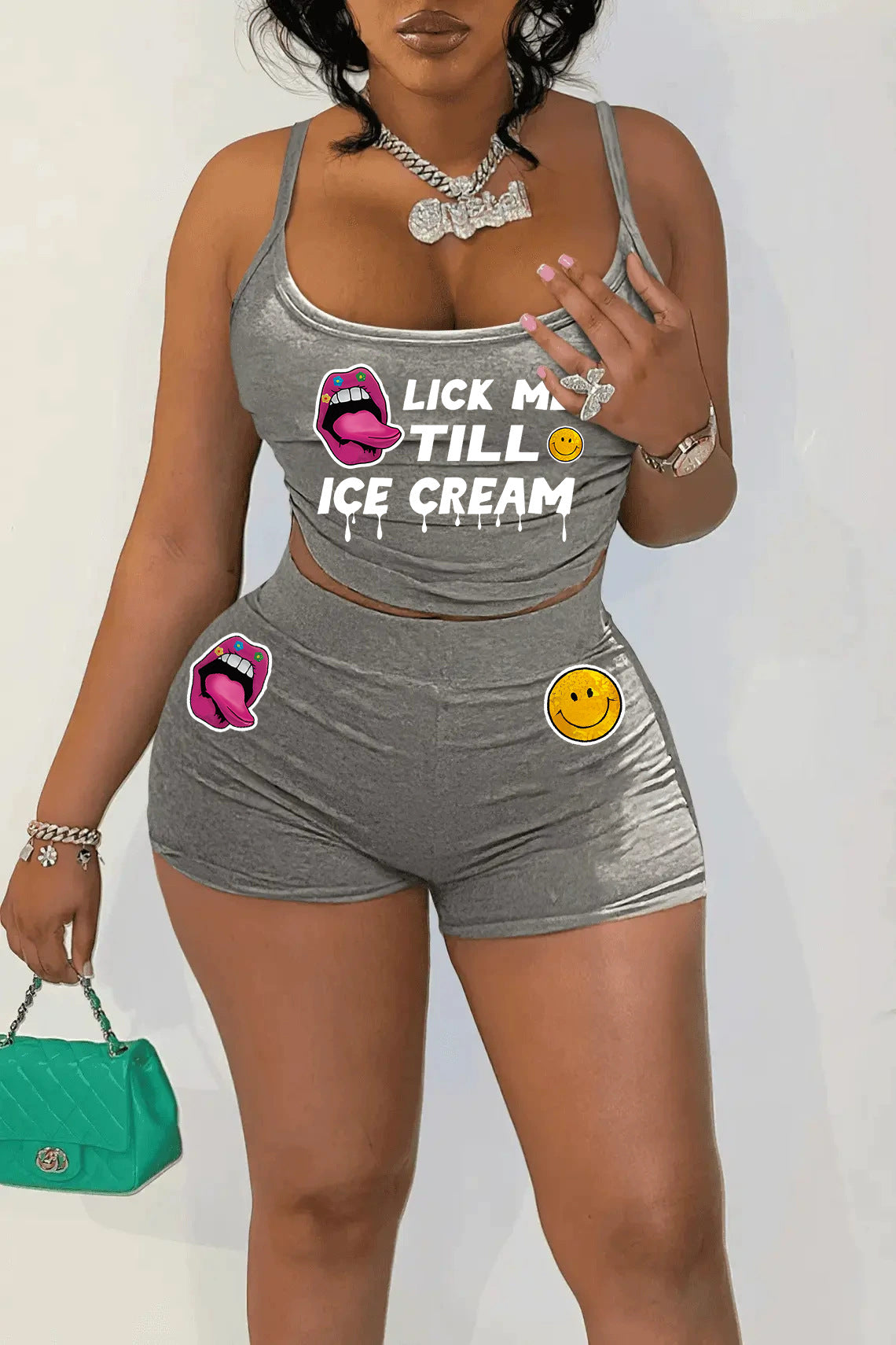 Sexy Women’s Printed Vest Shorts Two Piece Set 19