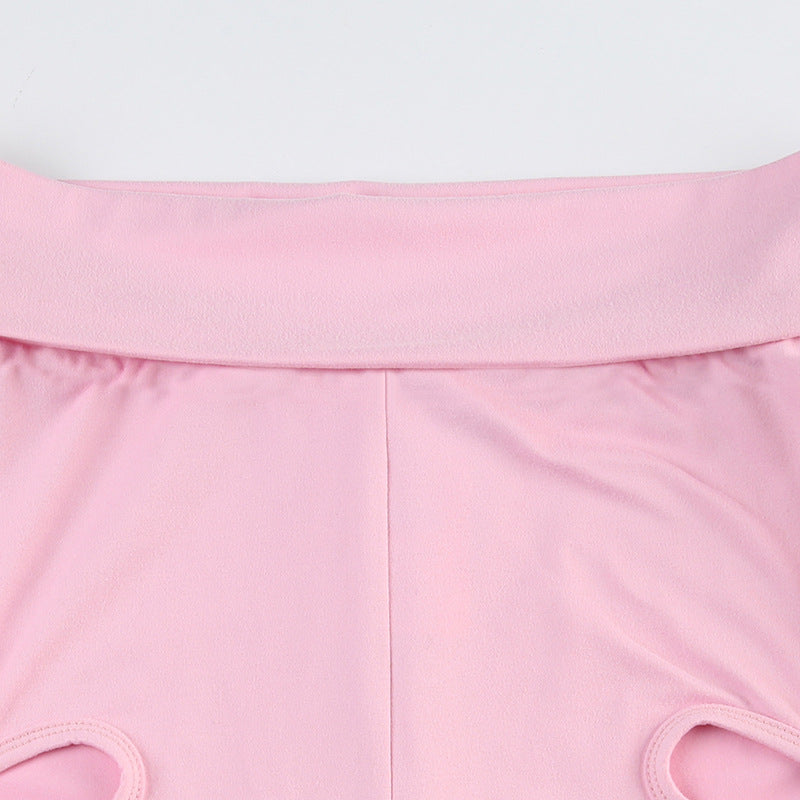 Fashionable Hollow Floral Shorts Outdoor Wear Patchwork Ring Casual Sweatpants 13