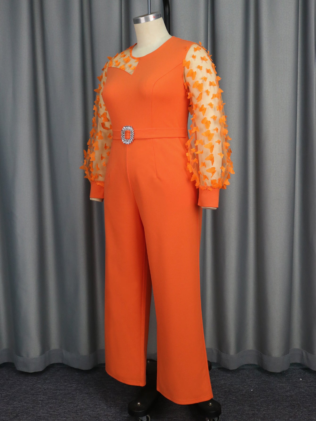 Women See-Through Lantern Sleeve Formal Party Jumpsuits 9