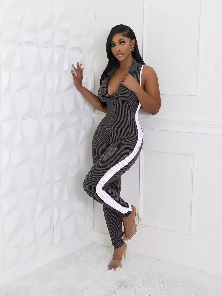 Women Zipper Sleeveless Jumpsuit 5