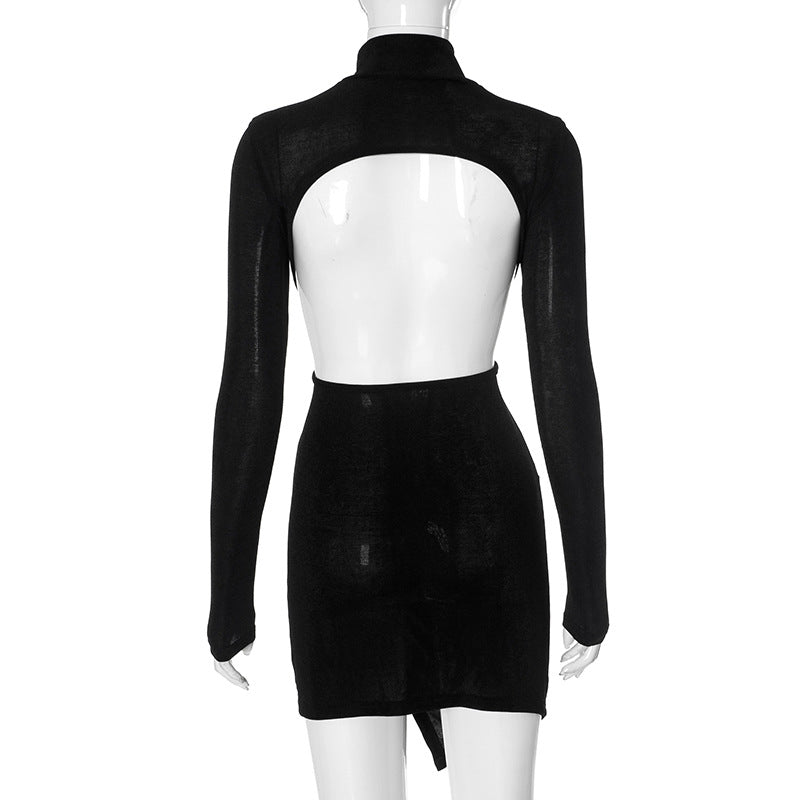 Women's Transparent Low Back Knot Irregular Sexy Short Dress 7