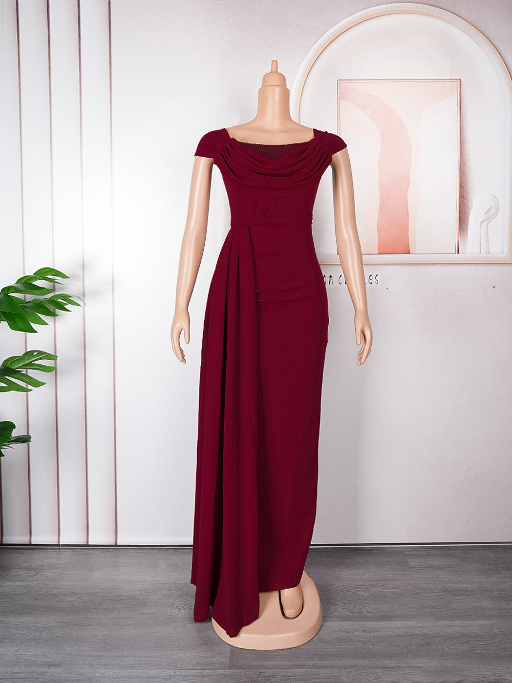 African Women's Plus Size Solid Color Long Dress 10