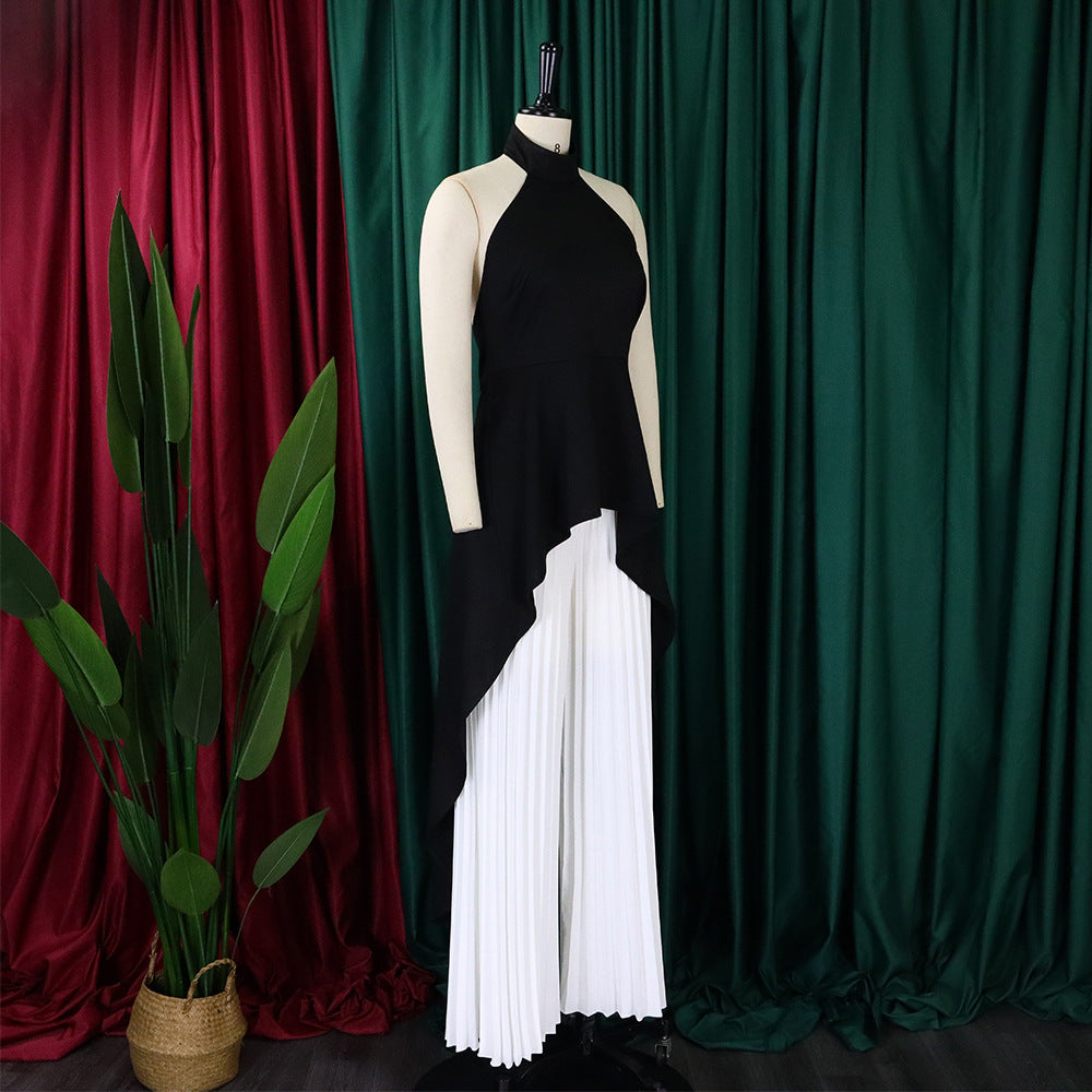 Women Sleeveless Irregular Top and Wide-leg Pants Two-Piece Set 47