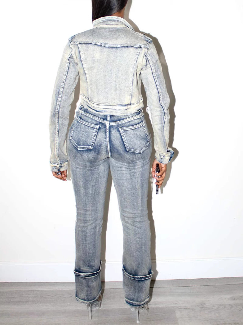 Women Spring Sexy Stretch Washed Zipper Denim Pants 4