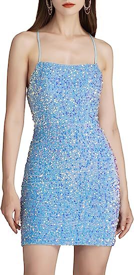 Women's Sparkling Sequin Strap Tight Fitting Party Dress 5