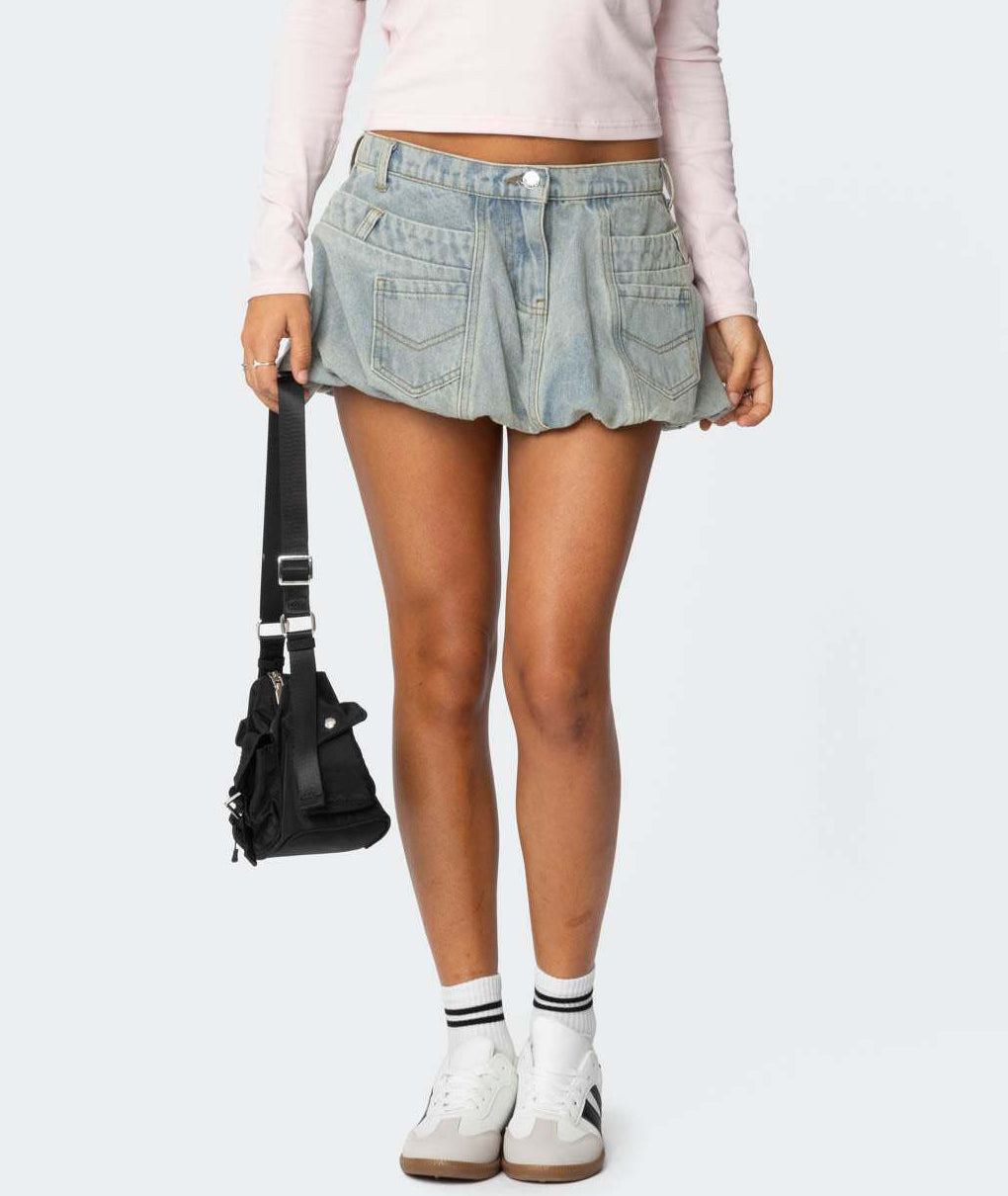 Summer Pocket Denim Short Skirt 3