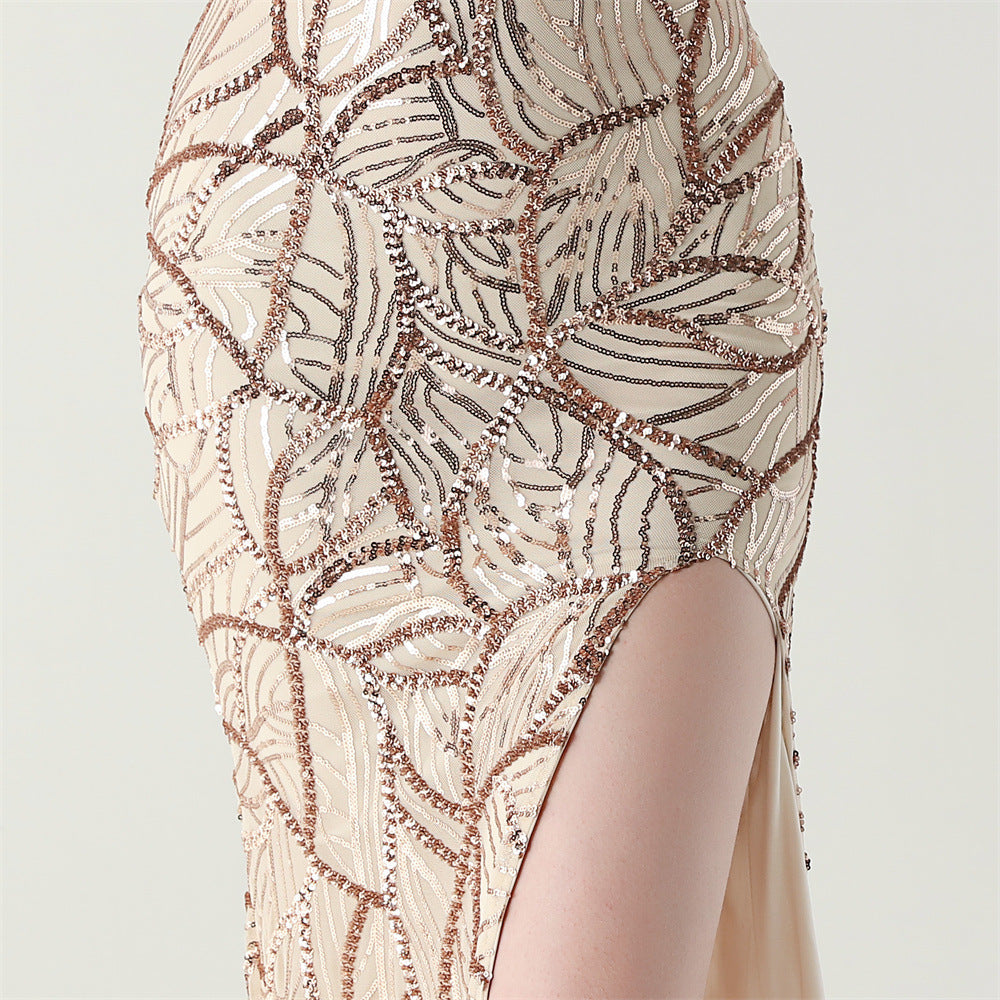 Women One Shoulder Beaded Sequin Embroidery Formal Party Prom Wedding Evening Dress 69