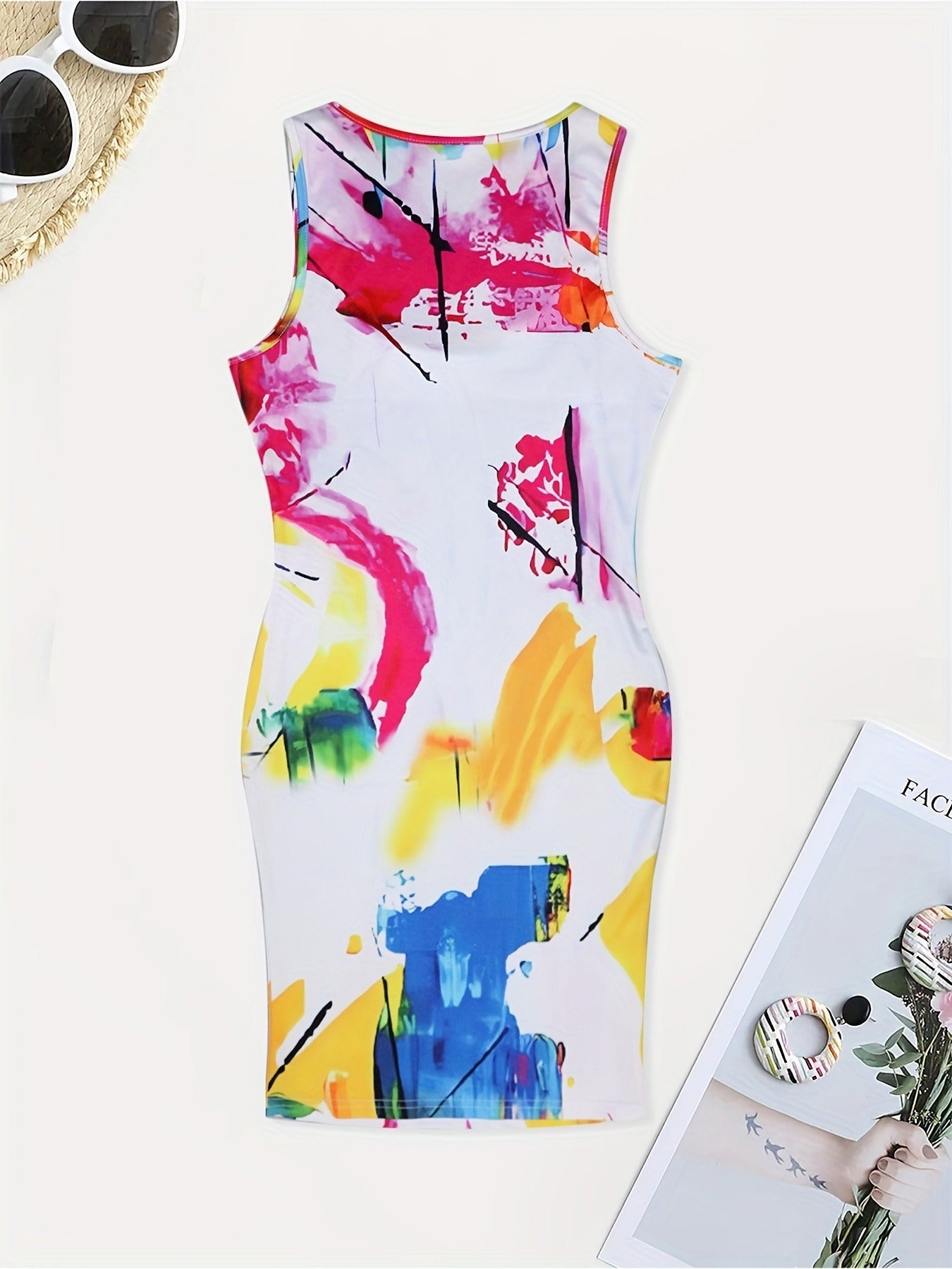 Plus Size Women Casual Printed Sleeveless Dress 16