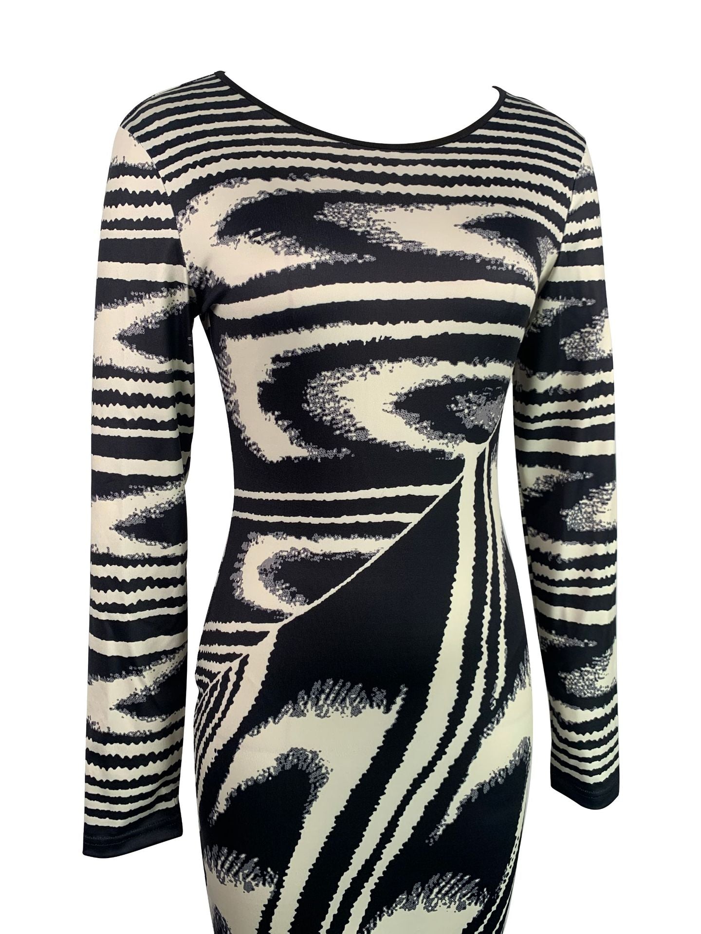 Women Irregular Print Sexy Bodycon Long Sleeve Dress 16