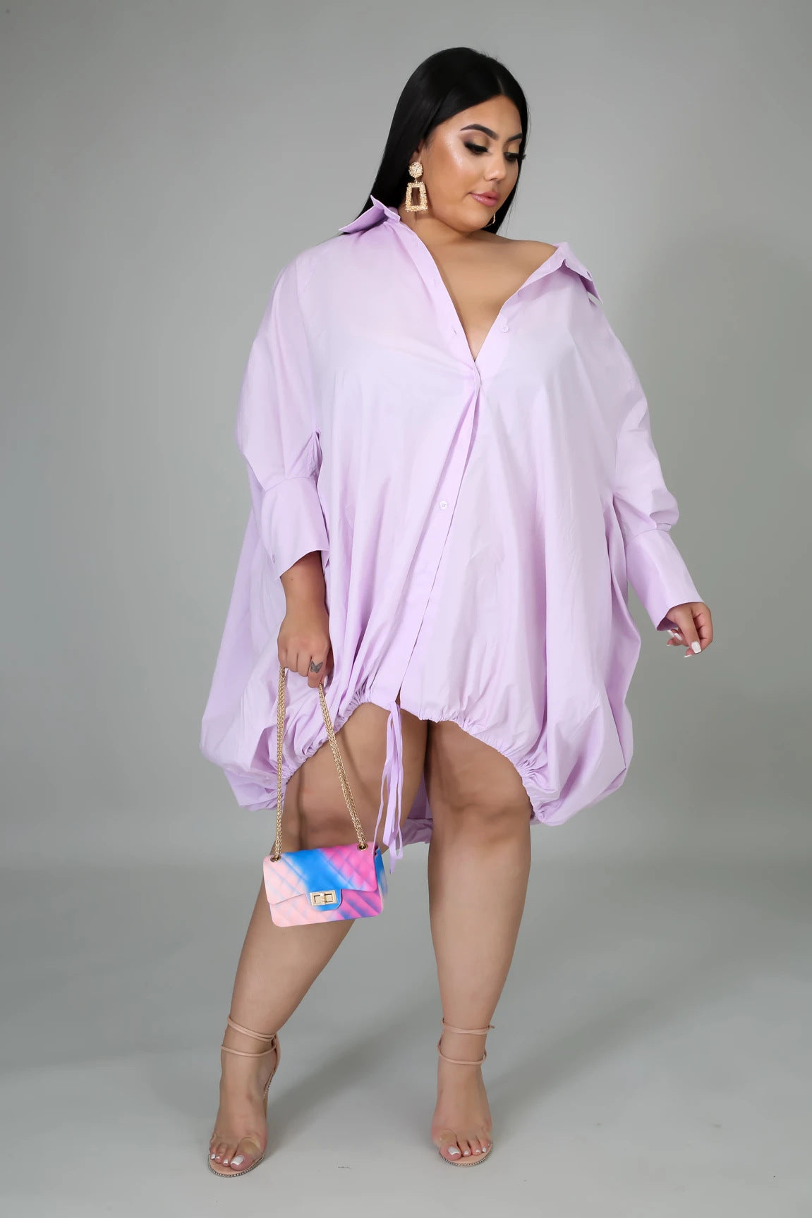 Women Long Sleeve Solid Loose Dress 8