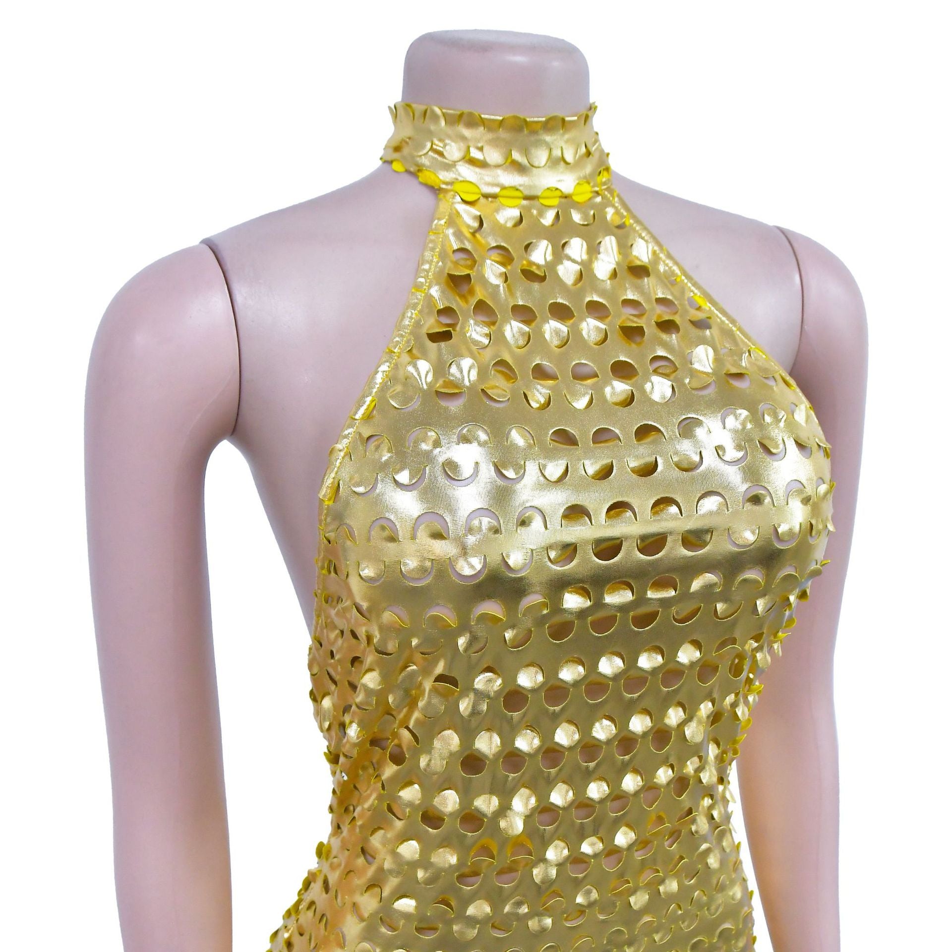 Fashion Women's Solid Color Sleeveless Low Back Halter Neck club Dress 21