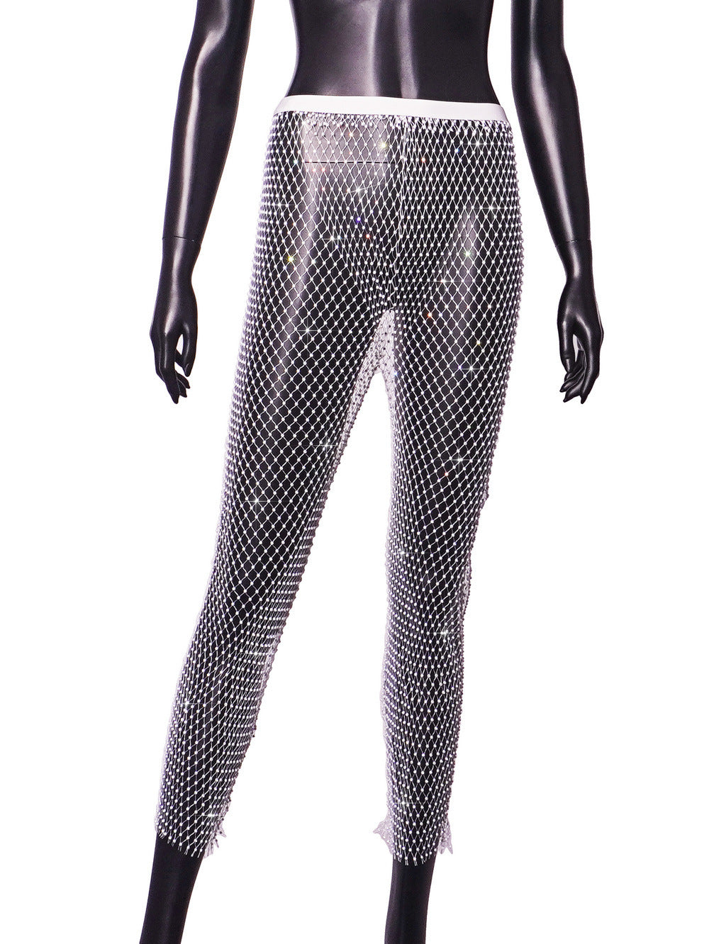 Women Sexy Rhinestone Fishnet Pants 40