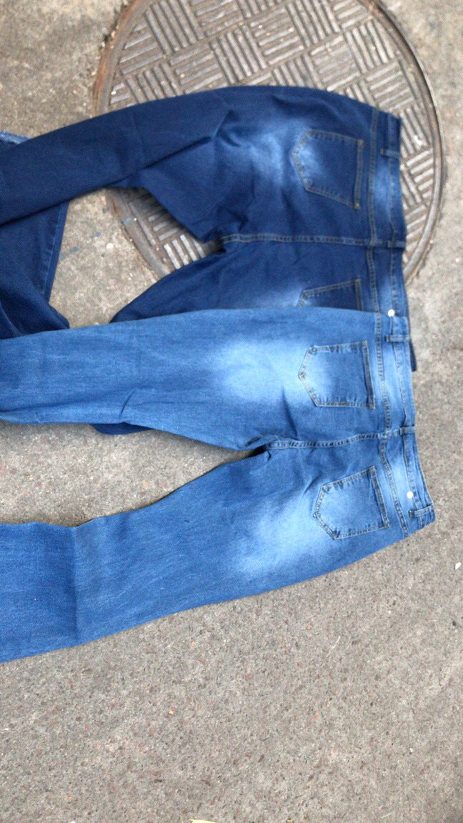 Women Stretch Ripped Denim Bell Bottom Pants 13