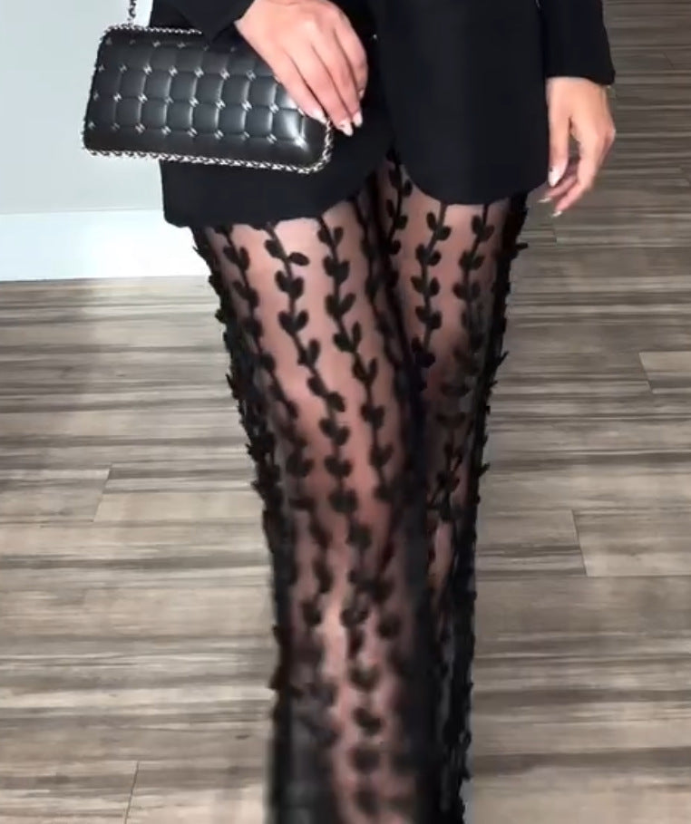 Women autumn and winter Open Waist long sleeve suit and Pants two-piece set 11