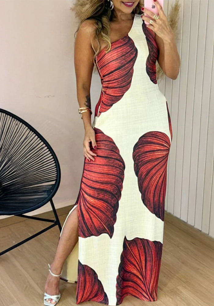 Summer Printed Fashion Chic Sleeveless Women Sexy Slim Dress