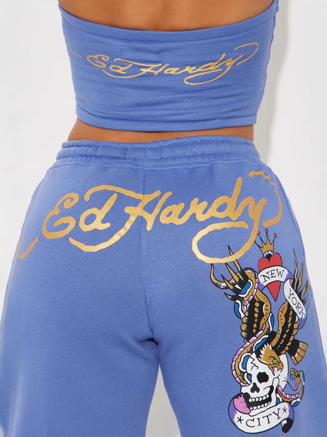 Women Sexy Strapless Top Trousers Two Piece Set 6