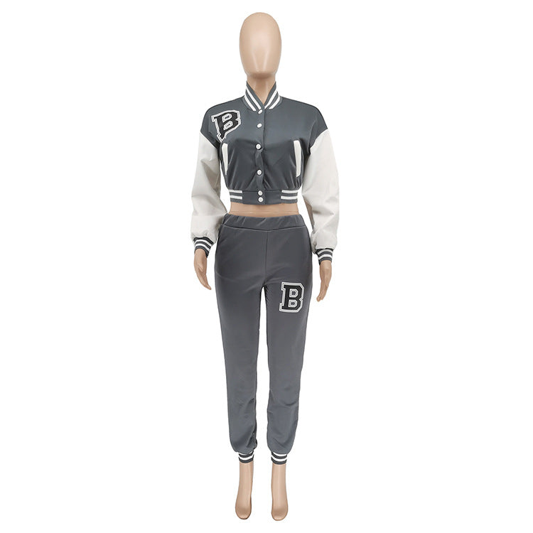 Women's Letter Print Casual Two-Piece Patchwork Tracksuit 21