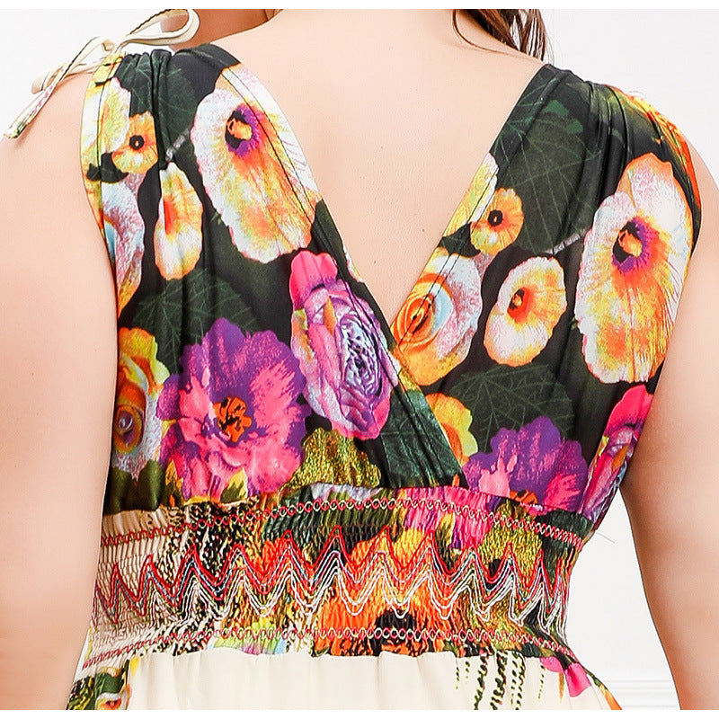 Plus Size Women Boho Print Beach Holidays Dress 17