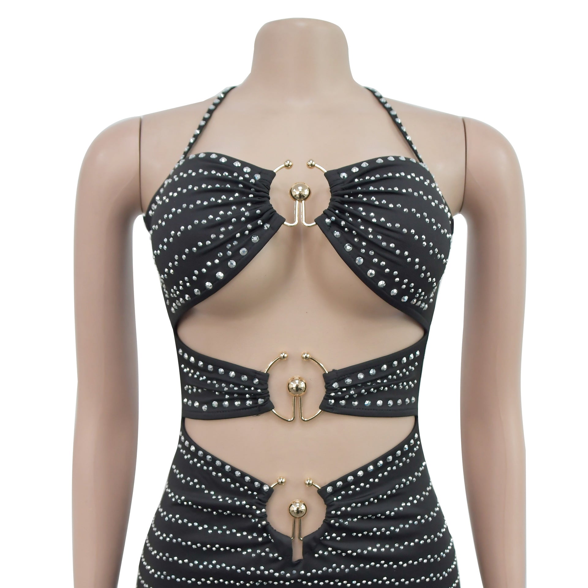 Women Beaded Suspender Short Skirt Dress 15