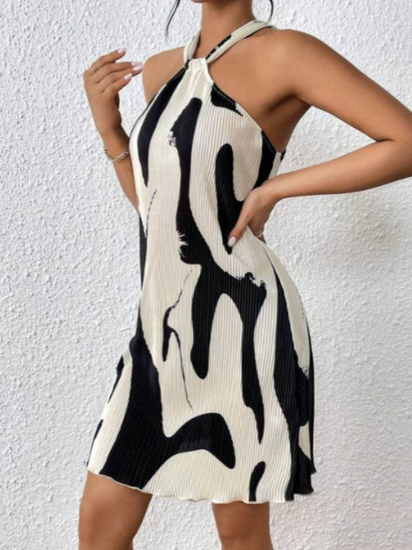 Women Sleeveless Printed Halter Neck Dress 8