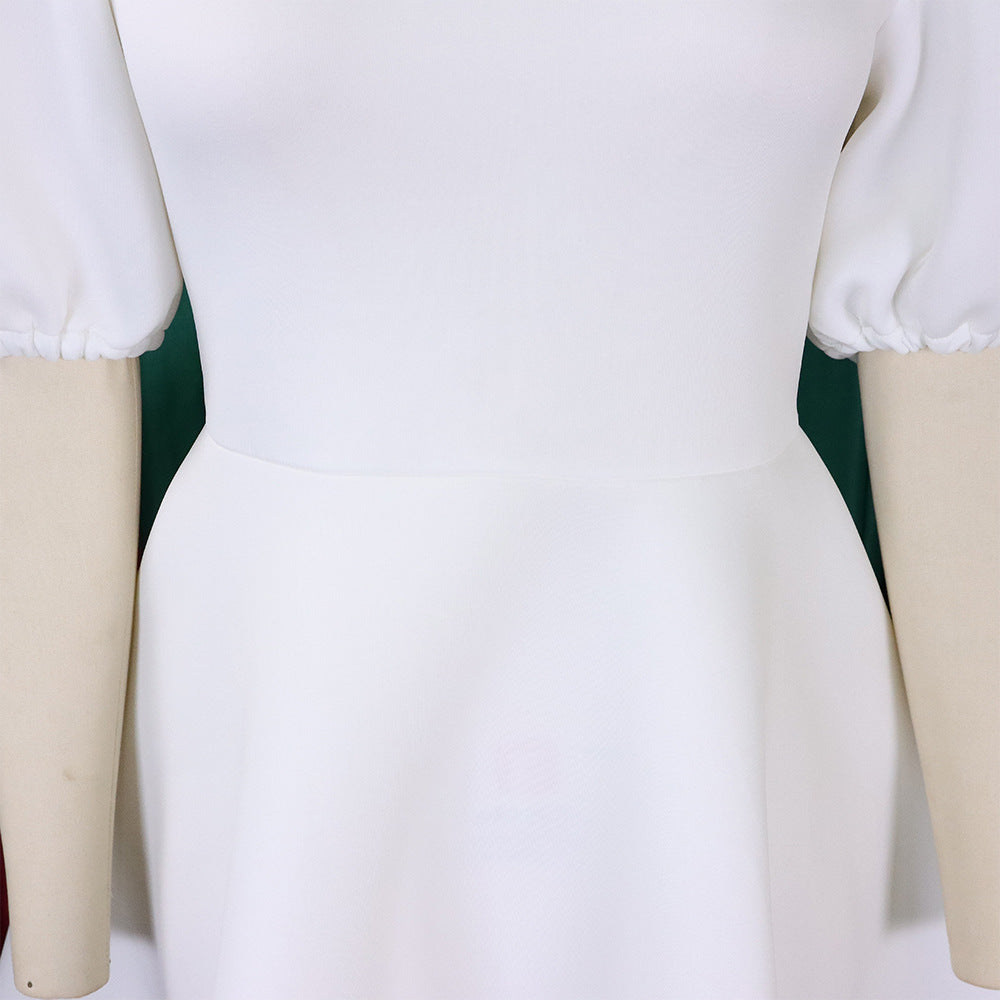 Women Round Neck Puff Sleeve Dress 41