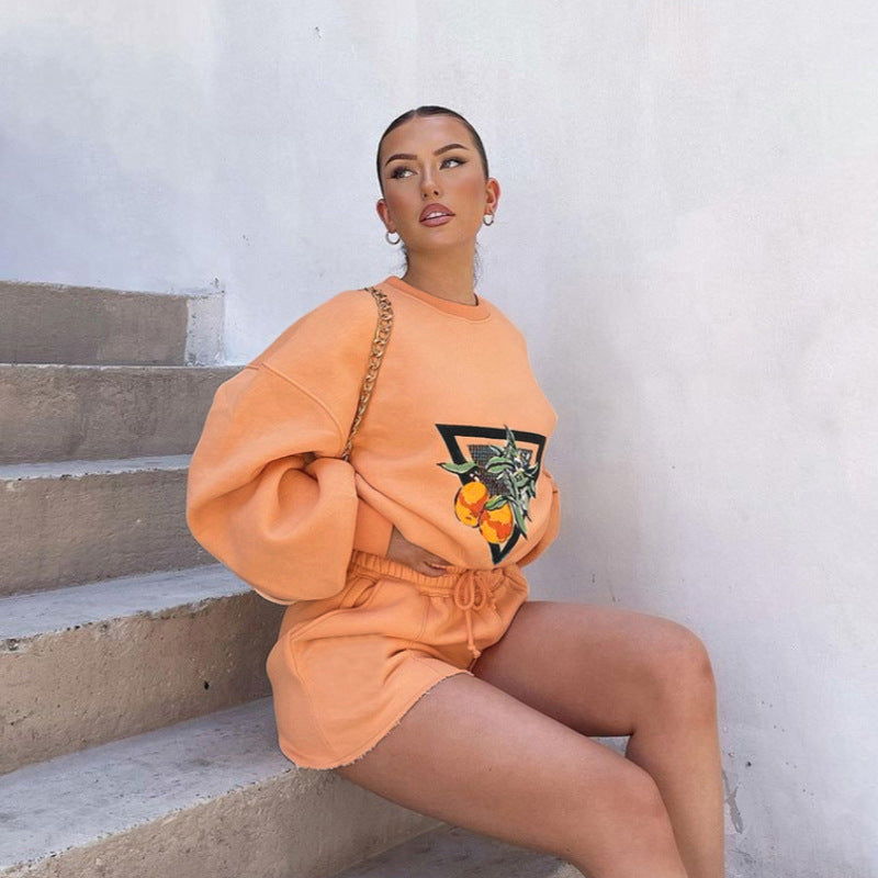 Autumn women's loose fashionable and casual two-piece shorts set 7