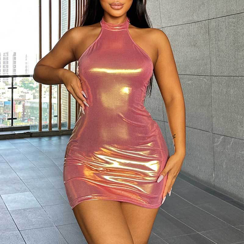 Sexy Tight Fitting Nightclub Halter Neck Straps Bodycon Dress 7