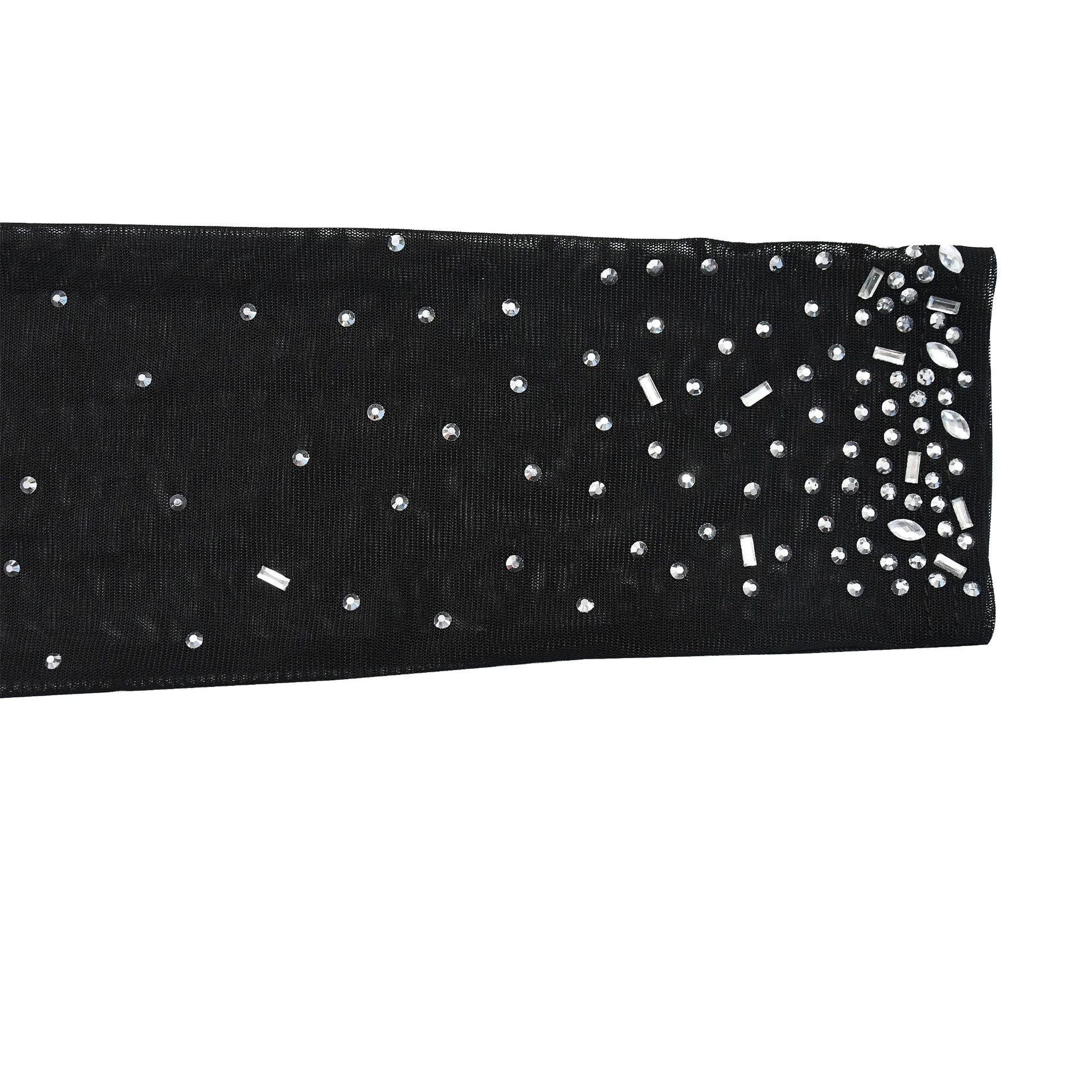 Women's Fashion Solid Color Mesh Beaded Long Sleeve Dress 20