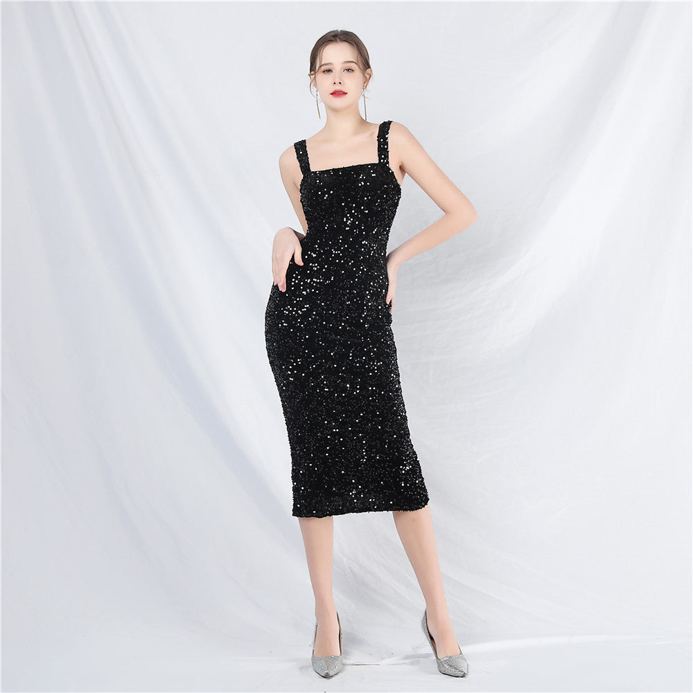 Elegant Strap Sequin Party Dress 11