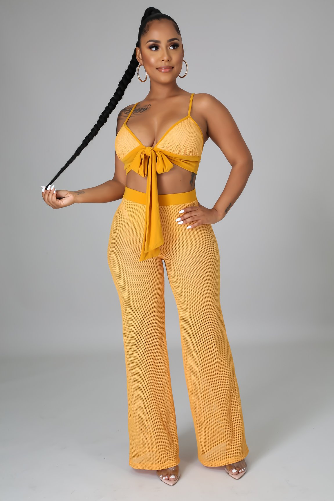 Sexy Fashion Hollow See Through Beach Two Piece Pants Set