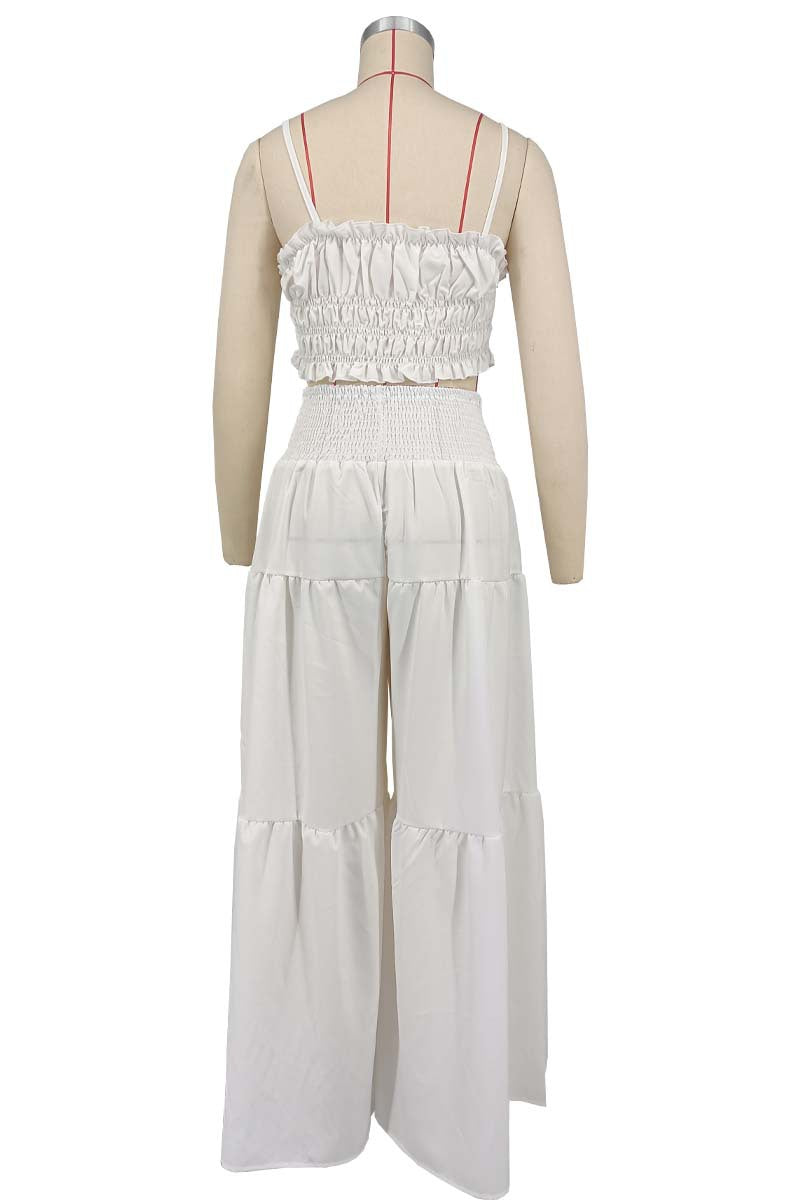 Summer/Autumn African Solid Color Strap Top & Loose Wide Leg Pants Fashion Plus Size Two-Piece Set 11