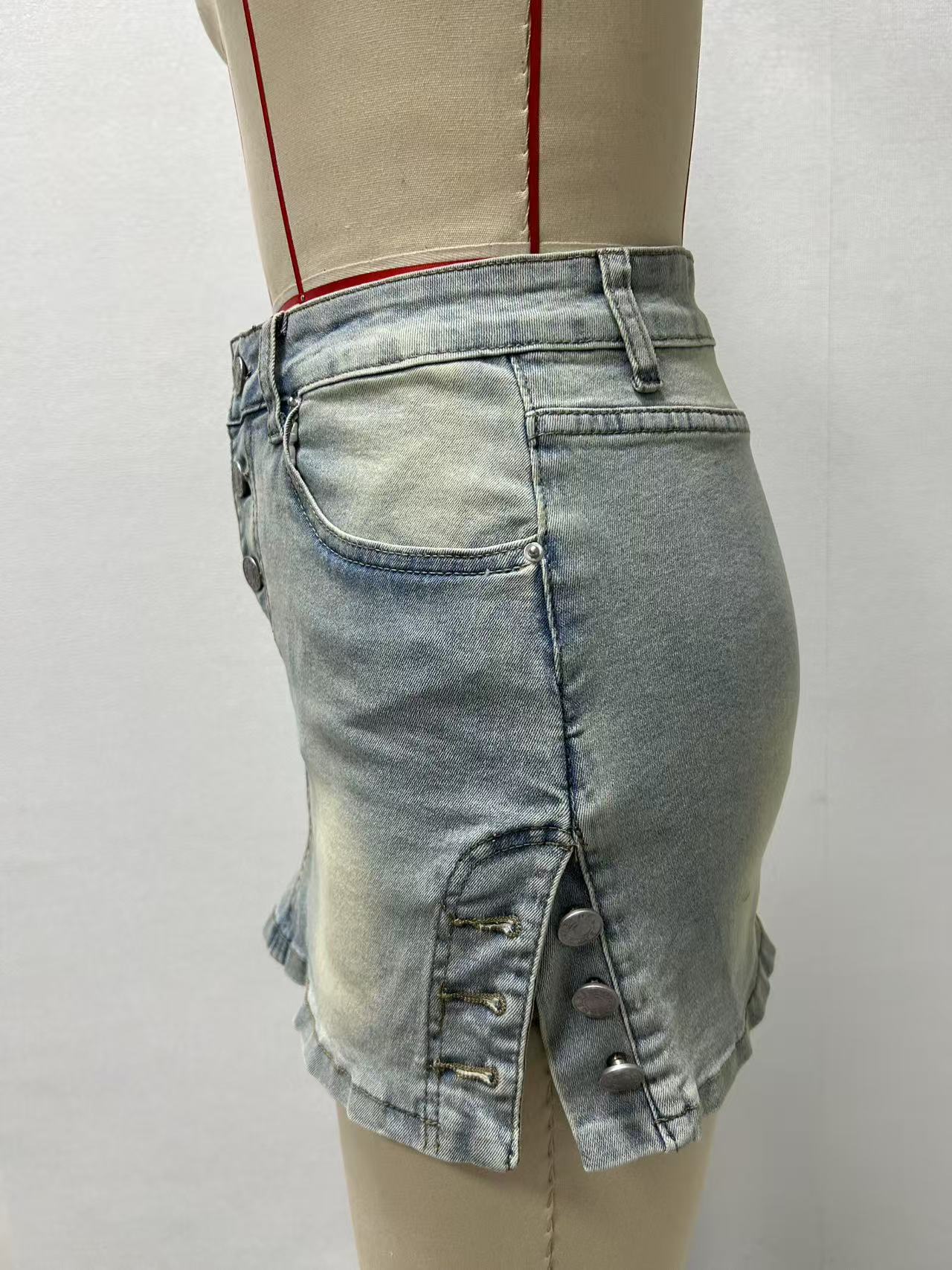 Sexy summer High Stretch Bodycon mini Denim skirt 42