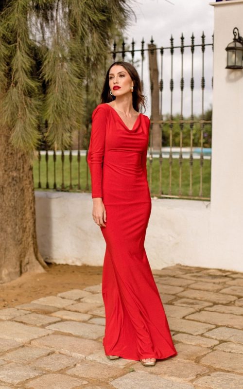 Women Elegant Long Sleeve V-Neck Backless Dress 4