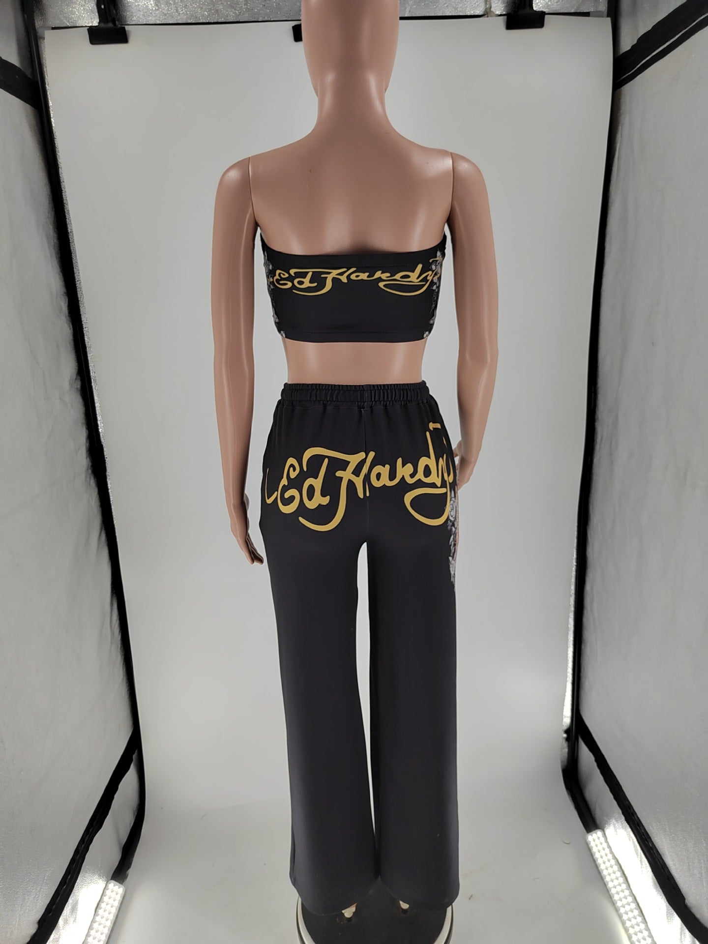 Women Casual Print wrap chest Top and Trousers Two Piece Set