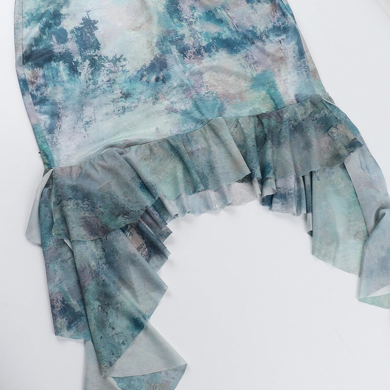 Women summer Holidays V Neck hollow ruffled Halter Neck dress 12