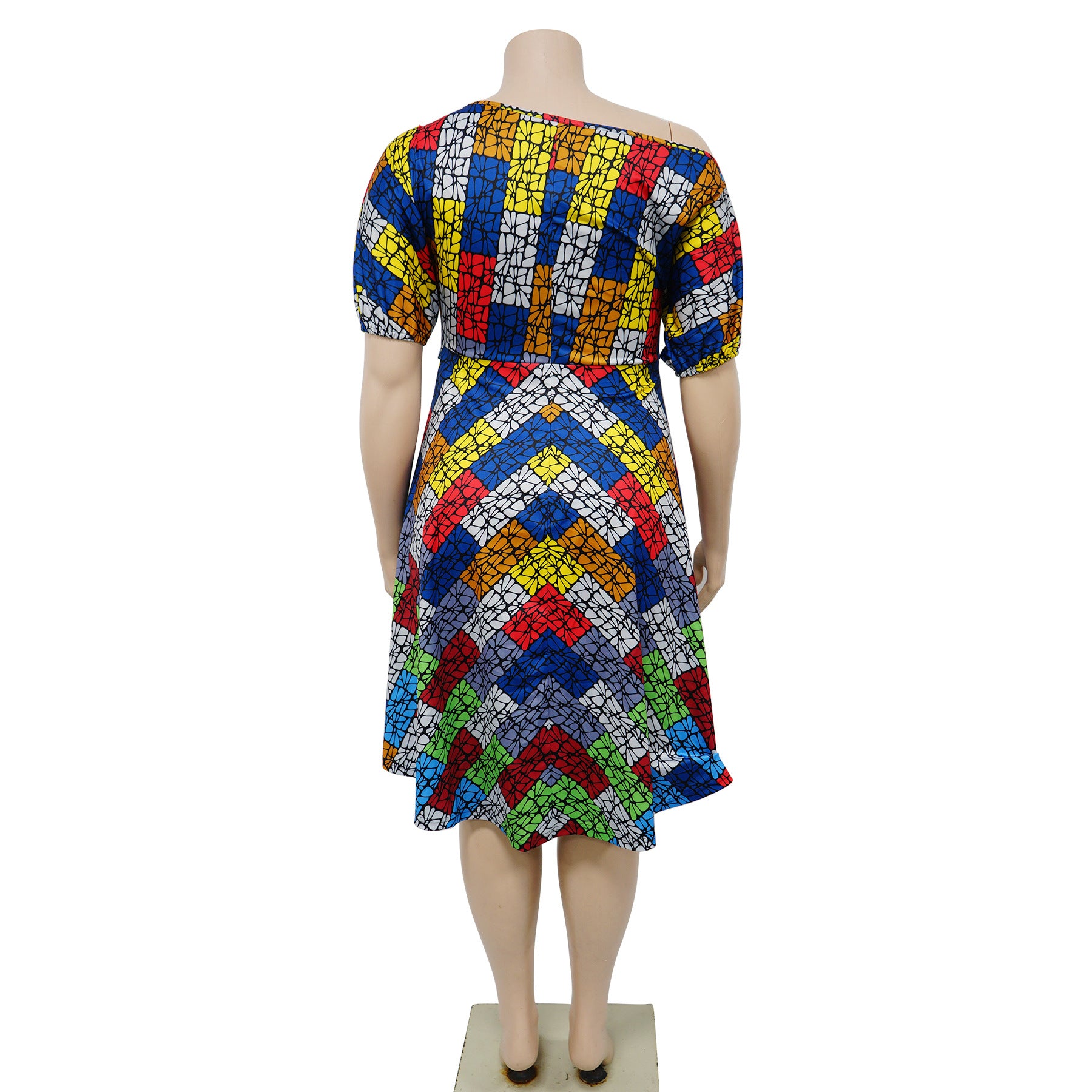Women's Spring Summer Style Fashion Chic Belt African Plus Size A-Line Dress 11