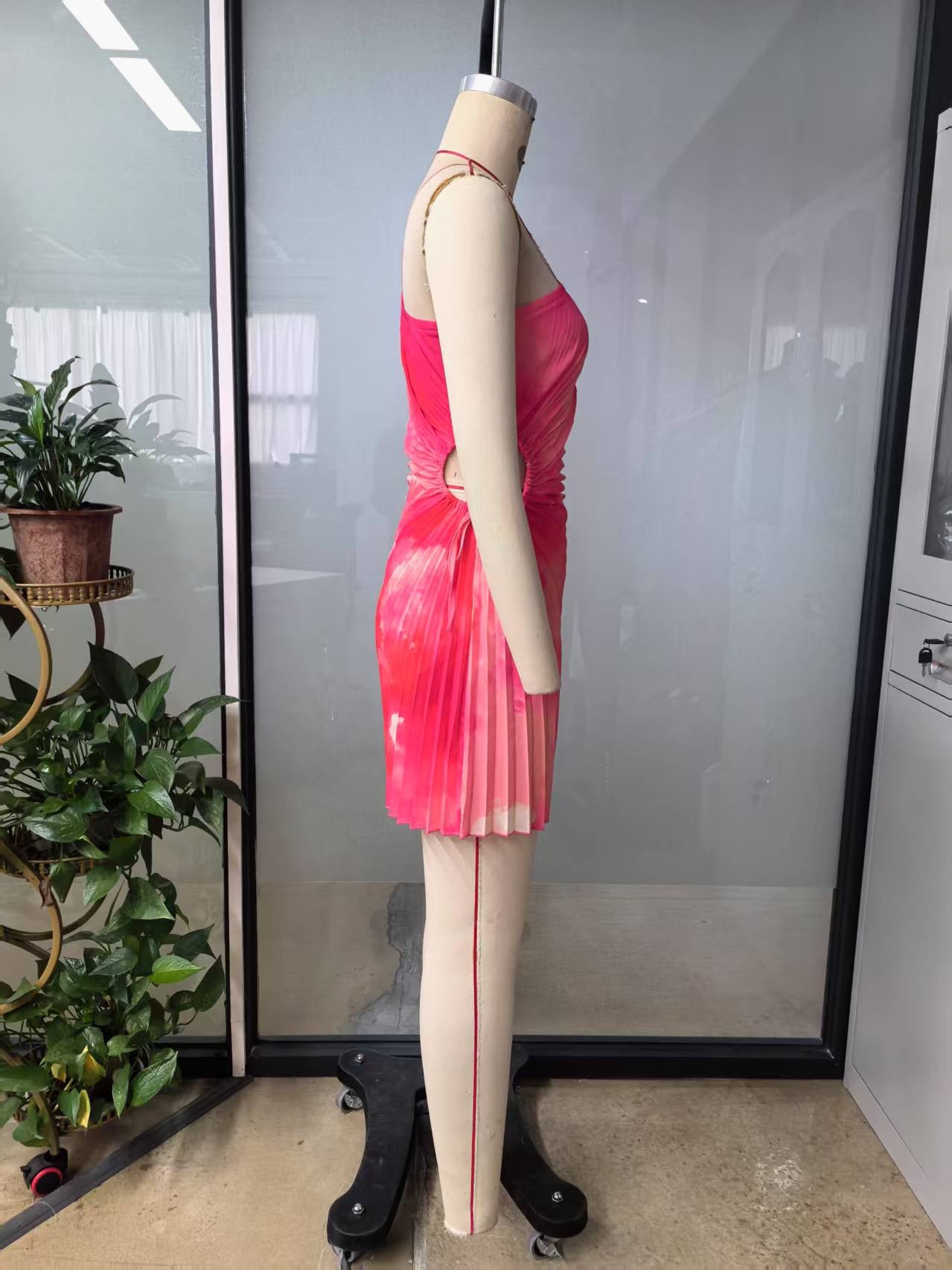 Women strapless casual sleeveless color matching dress 6