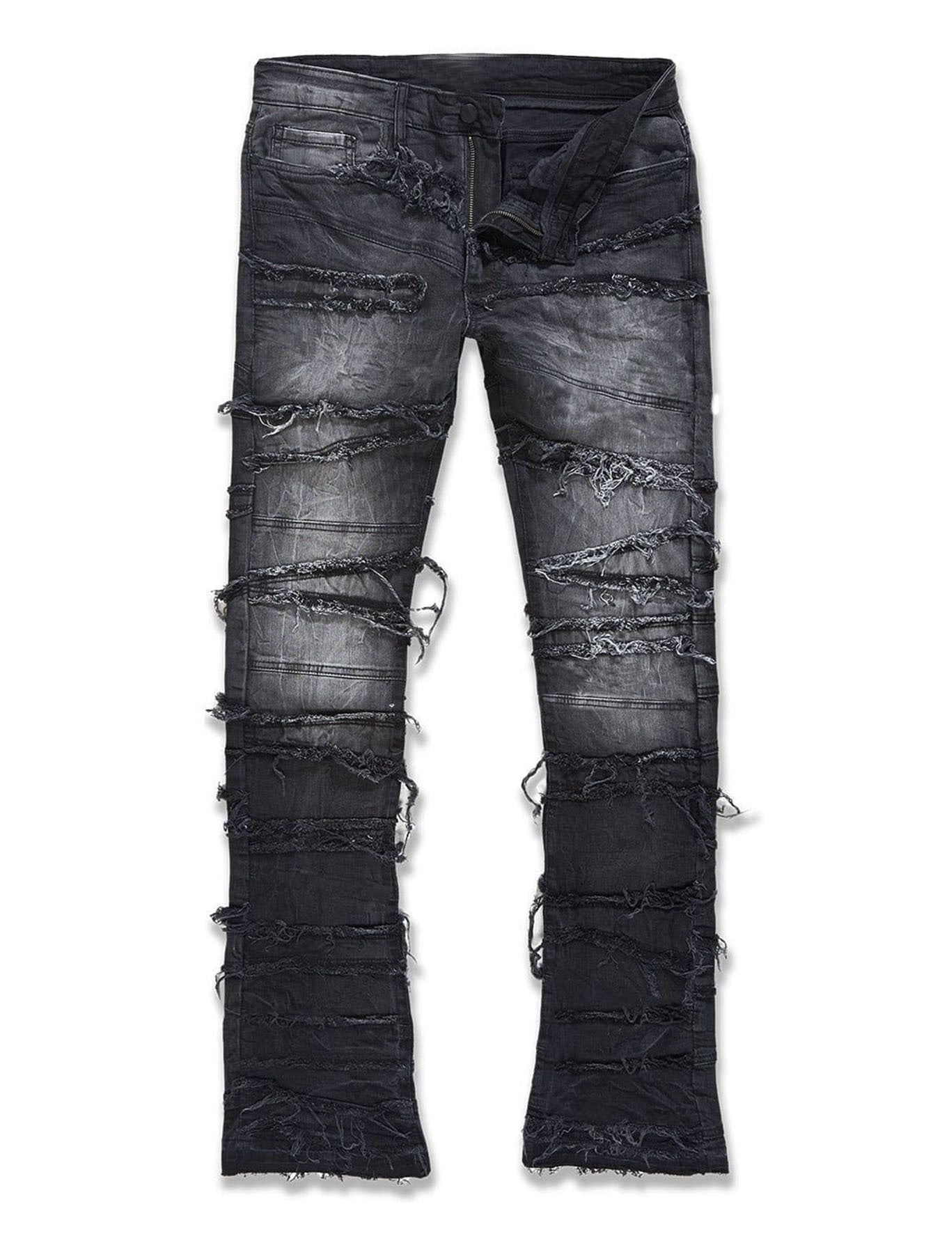 Street Fashion Men's Straight Leg Elastic Patch Denim Pants 10