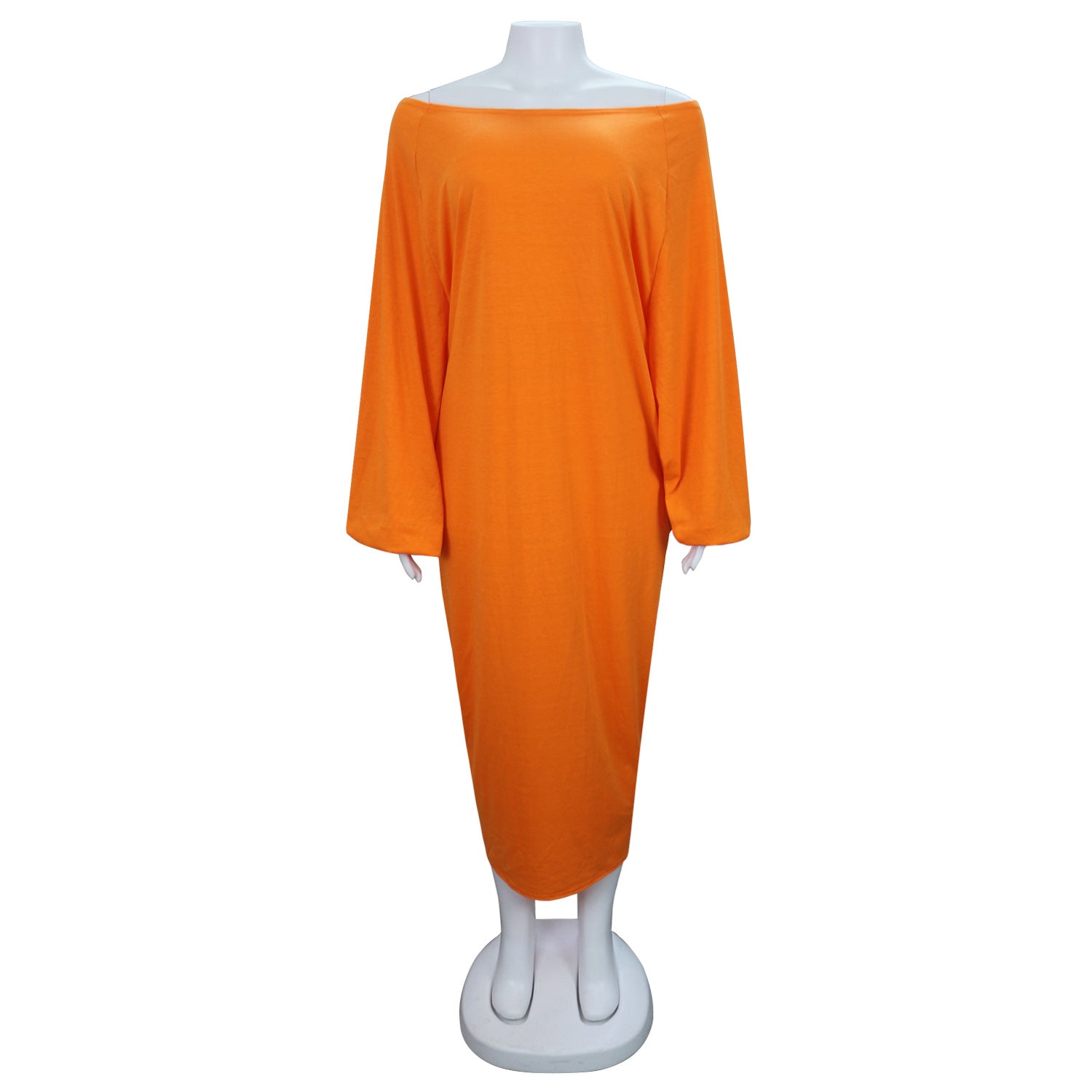 Plus Size Women Solid Off Shoulder Loose Dress 26
