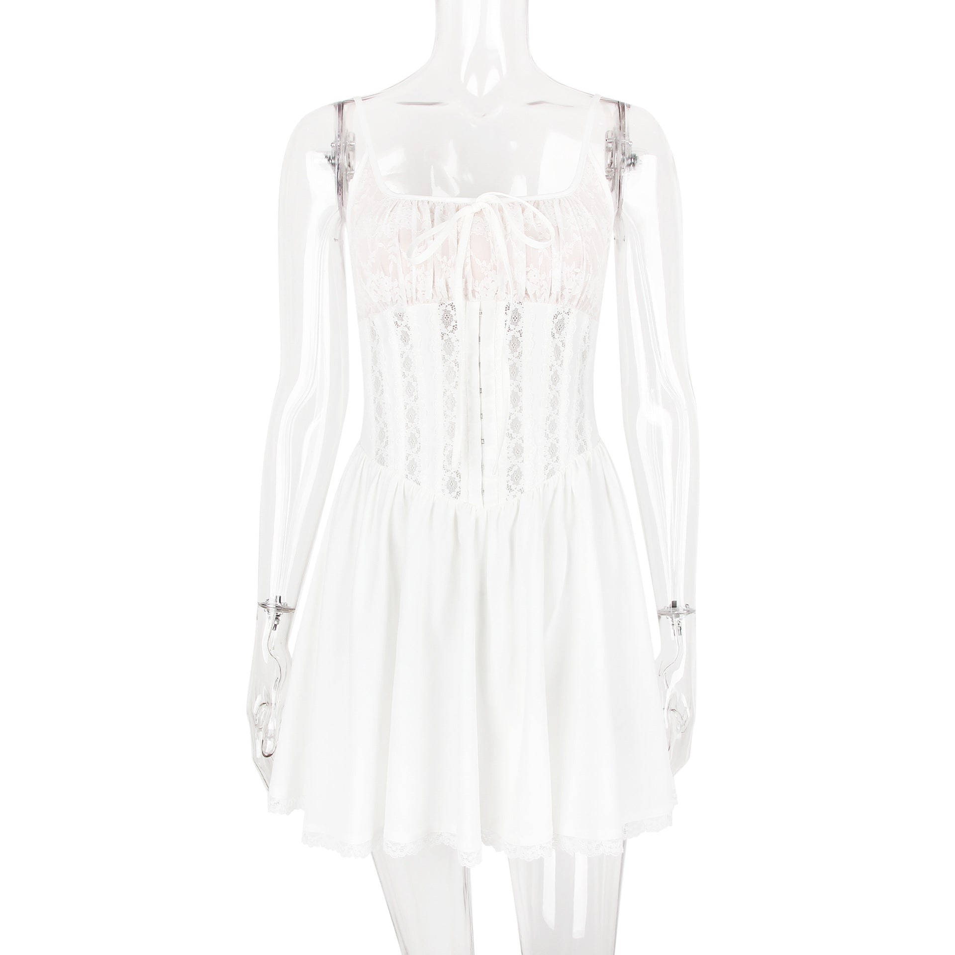 Women Sexy Lace Backless Sexy White Suspender Skirt Tutu Skirt 6