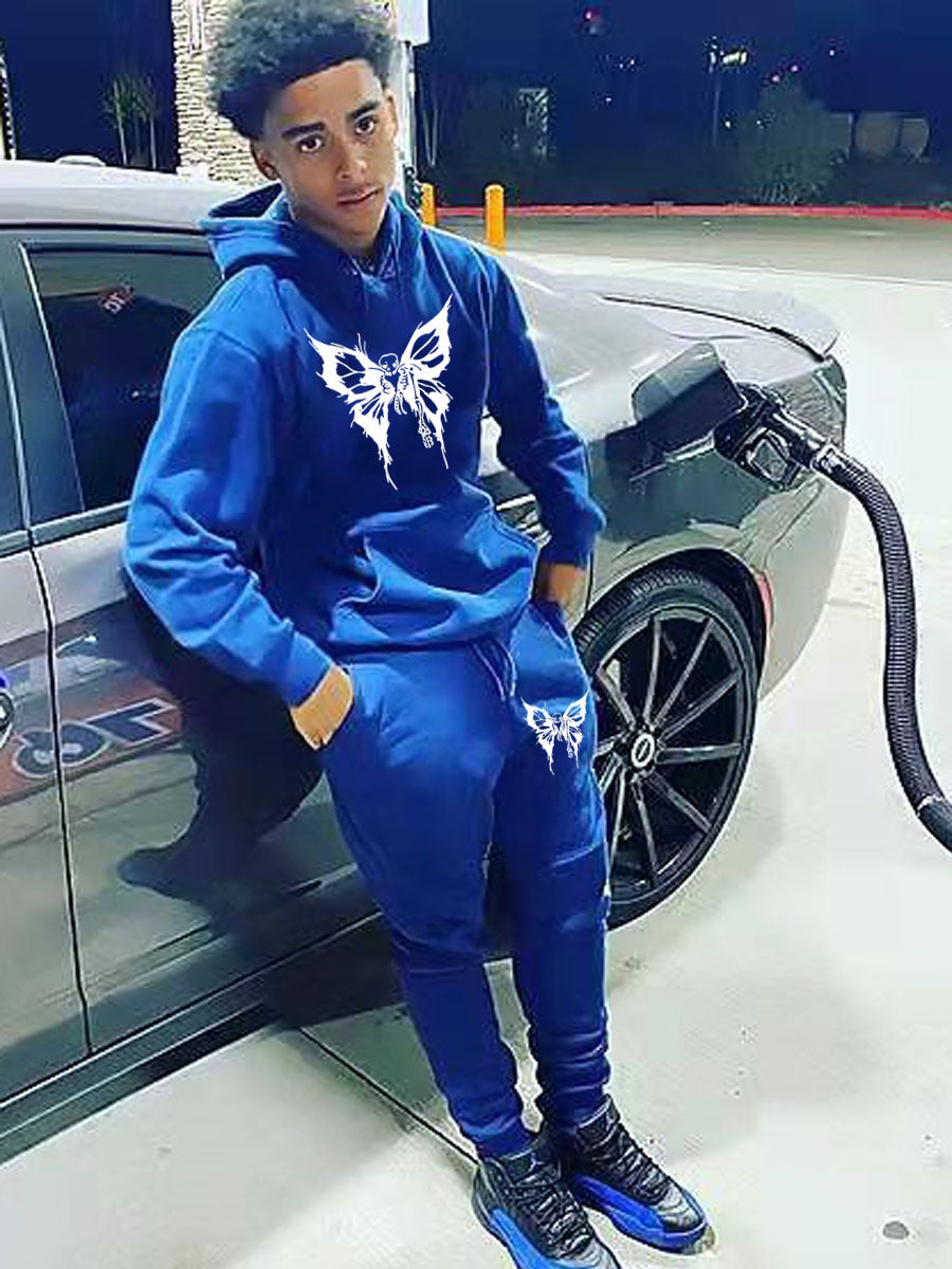 Men's Hoodies Set Style Trendy Print Two-Piece Hoodies Sweatpants Set 5