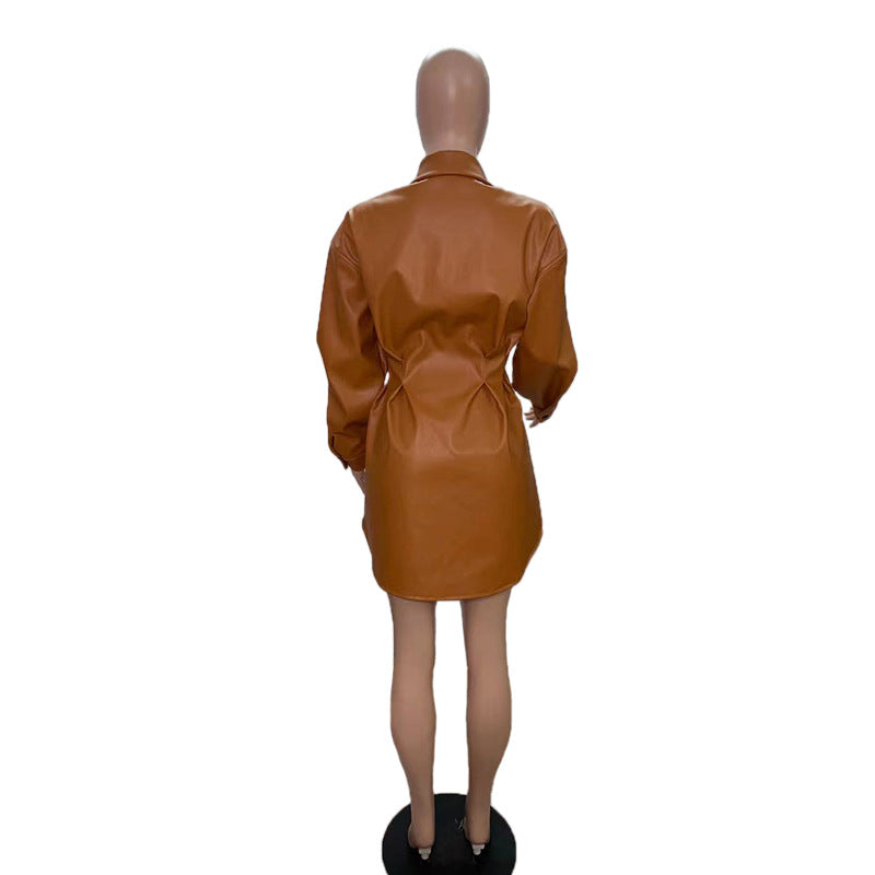 Women Fall/Winter Jacket Pleated Waist Dress 7