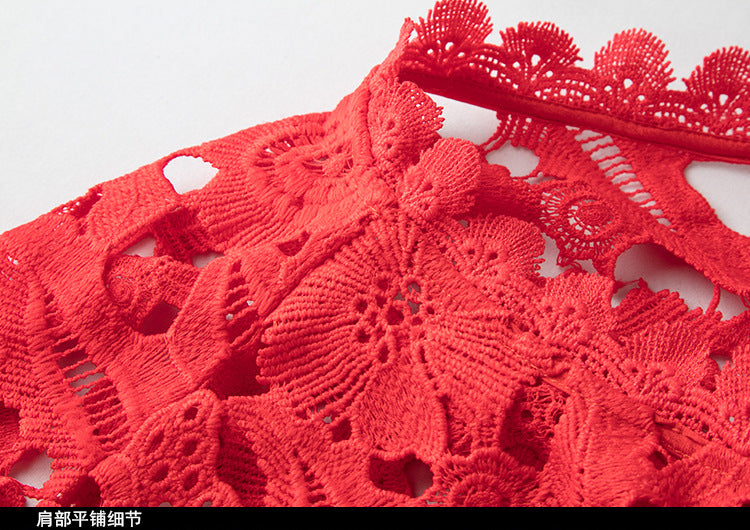 Plus Size Women Loose Hollow Lace Dress 5