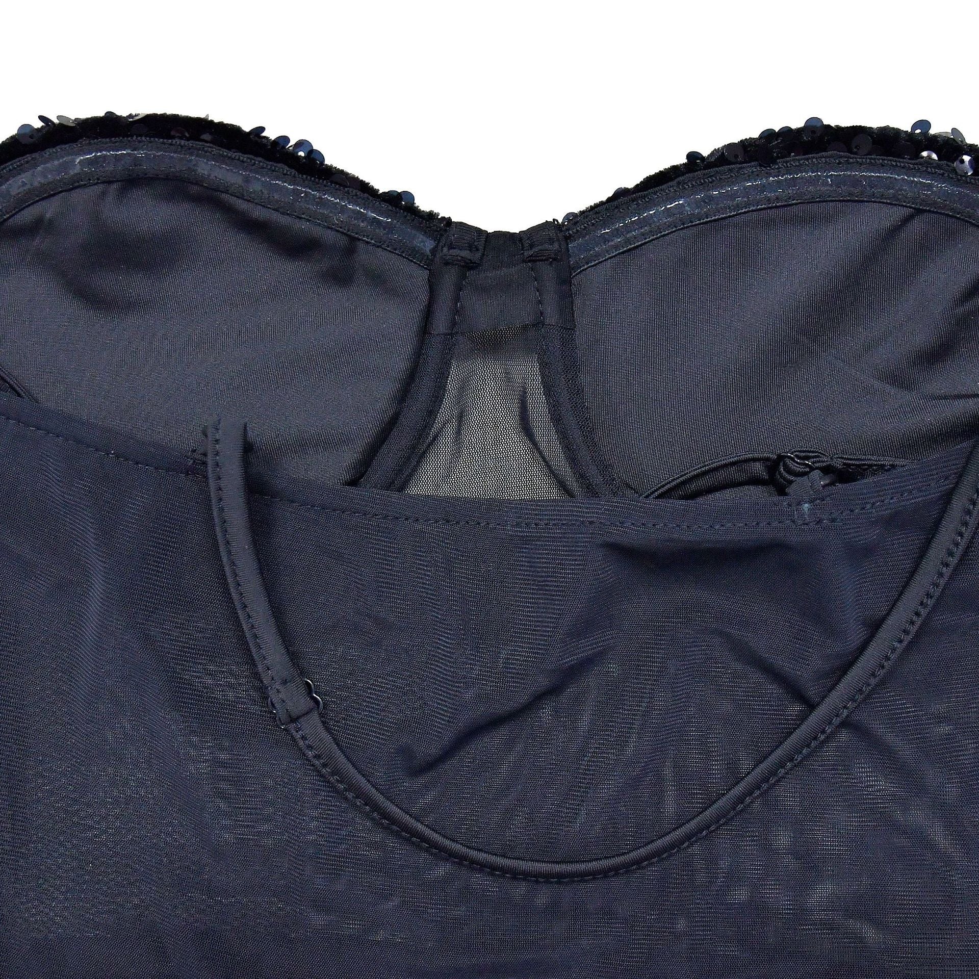 Fashion Women's Solid Color Sexy Strapless See-Through Sequin Dress 20